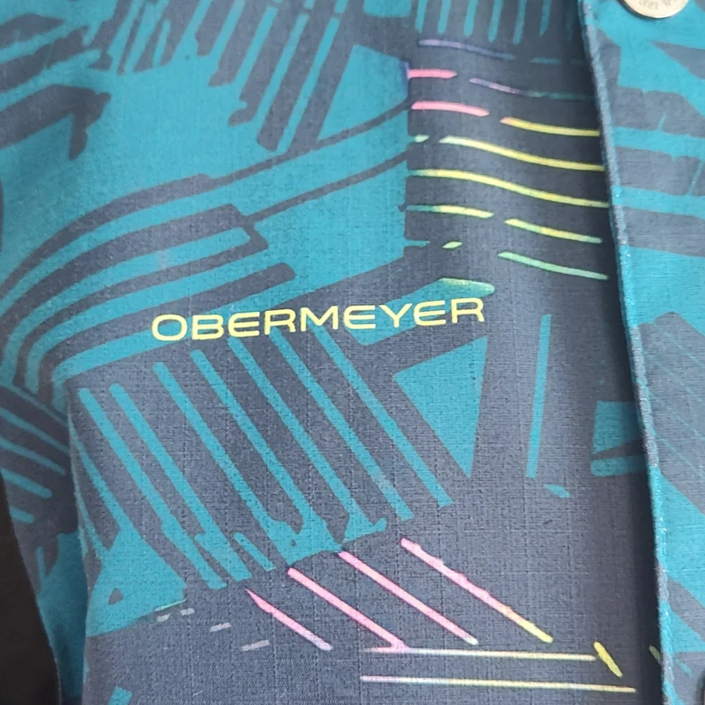 Obermeyer Teen Gage Radio Wave Patterned Hooded Ski/Snowboard Jacket Sz Teen XL - Picture 3 of 13